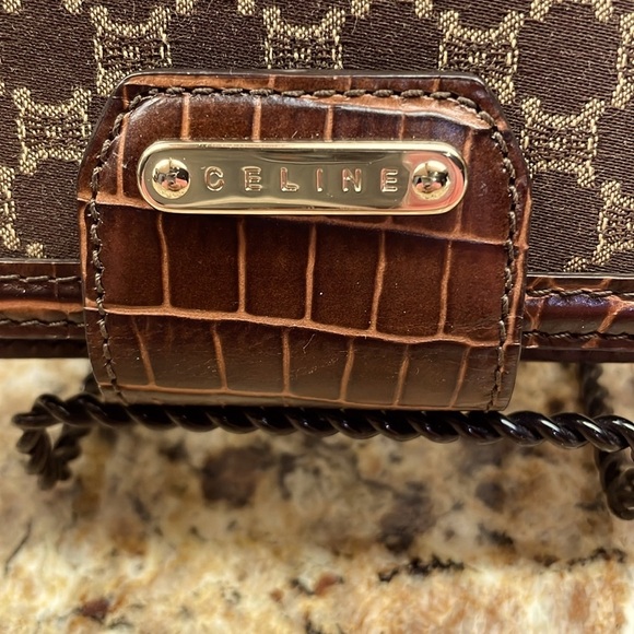 Celine Macadam Canvas & Croc Embossed Leather Wallet - Picture 3 of 12